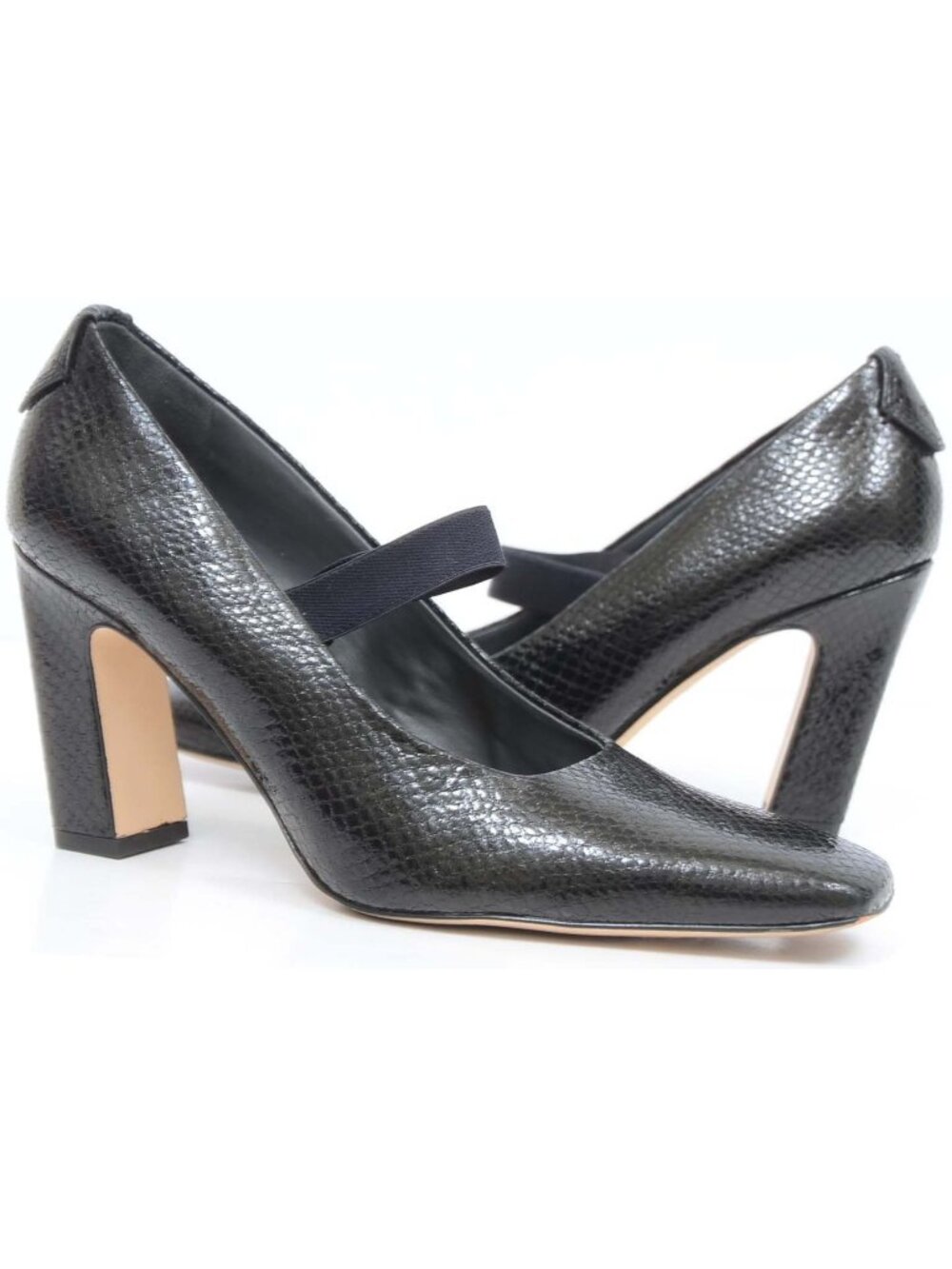 Franco Sarto Womens 8M Flexa Bria Black Pebbled Leather Mary Jane Pump Heel